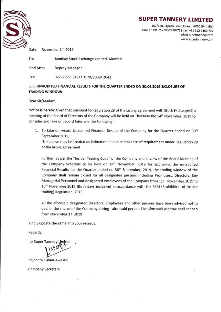 thumbnail of Board meeting intimation 14.11.2019