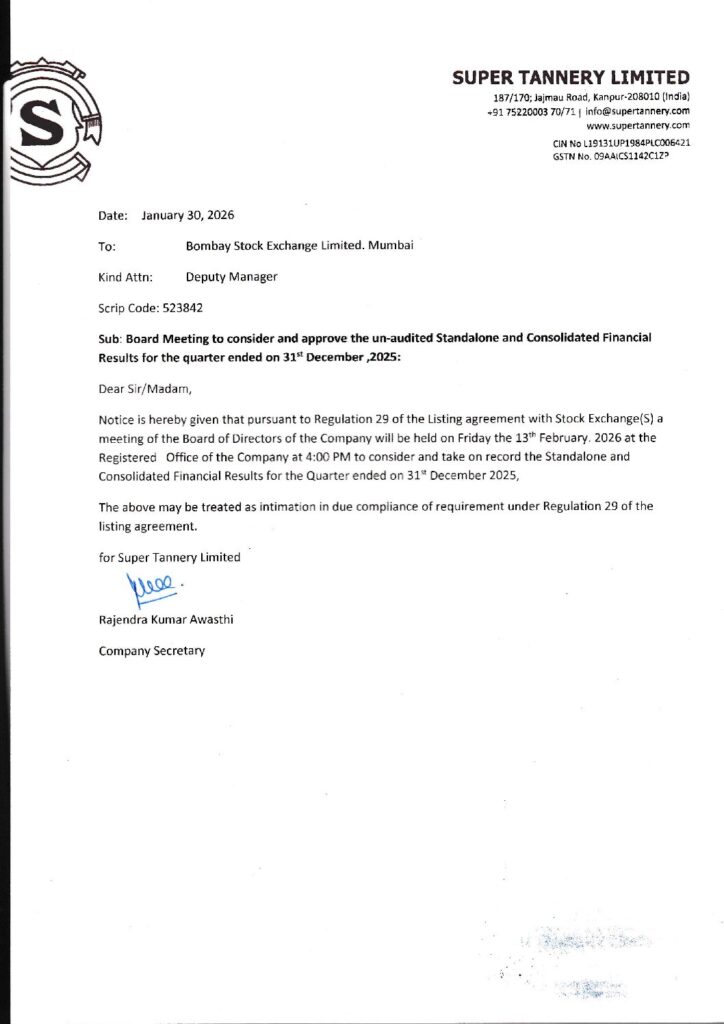 thumbnail of Board meeting Notice 31-12-2025